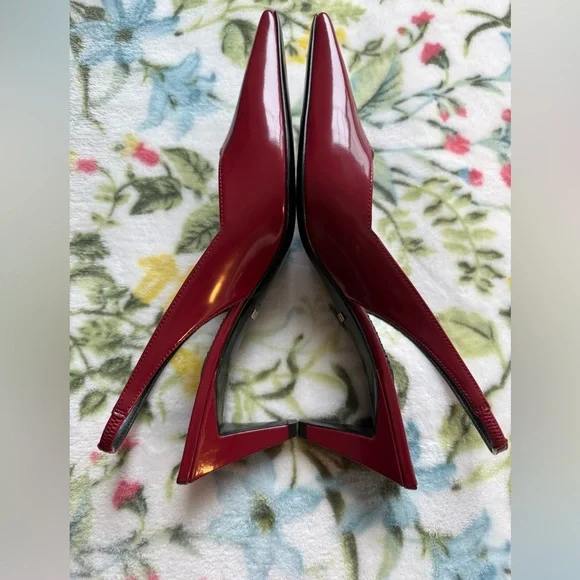 NWT - Gucci Burgundy Patent Leather Slingbacks - Size 38 - Picture 2 of 10